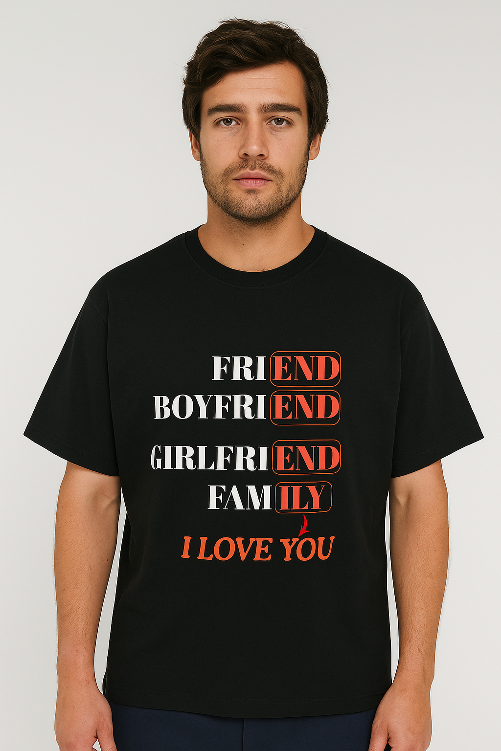 I Love You T-Shirt – Black Romantic Tee for Friends, Boyfriend, Girlfriend & Family | Emotional Gift|Unisex Classic Crew T-Shirt