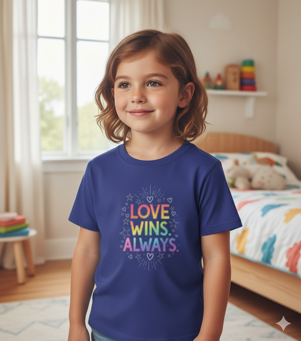 Love Wins Always T-Shirt – Rainbow Pride Design for Kids| Girl's Crew Neck T-Shirt
