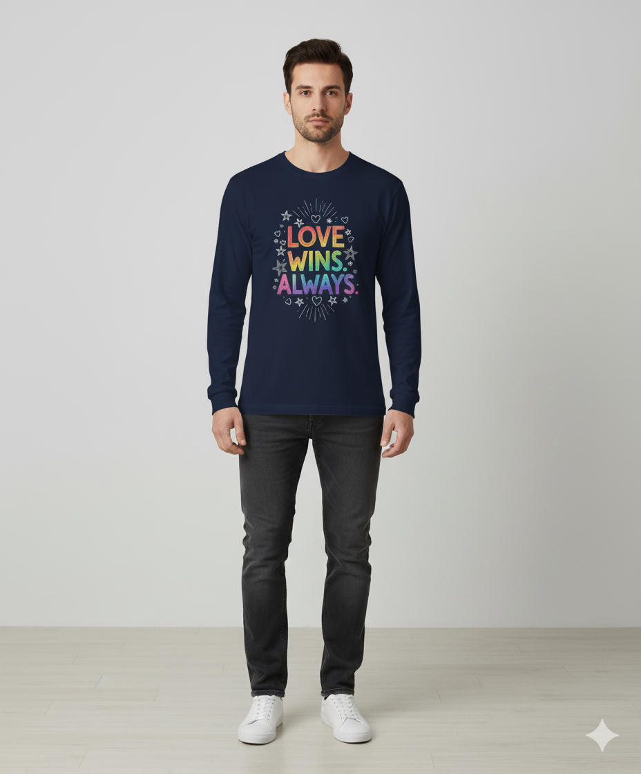 Love Wins Always – Rainbow Pride Long Sleeve T-Shirt  | Men's Full Sleeve T-Shirt