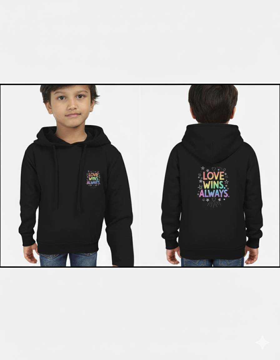 Love Wins Always – Kids Hoodie with Rainbow Design | Kids Hoodie