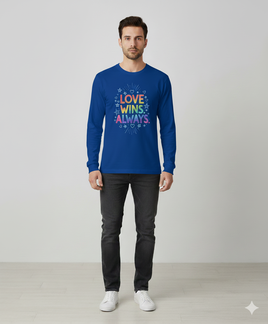 Love Wins Always – Rainbow Pride Long Sleeve T-Shirt  | Men's Full Sleeve T-Shirt