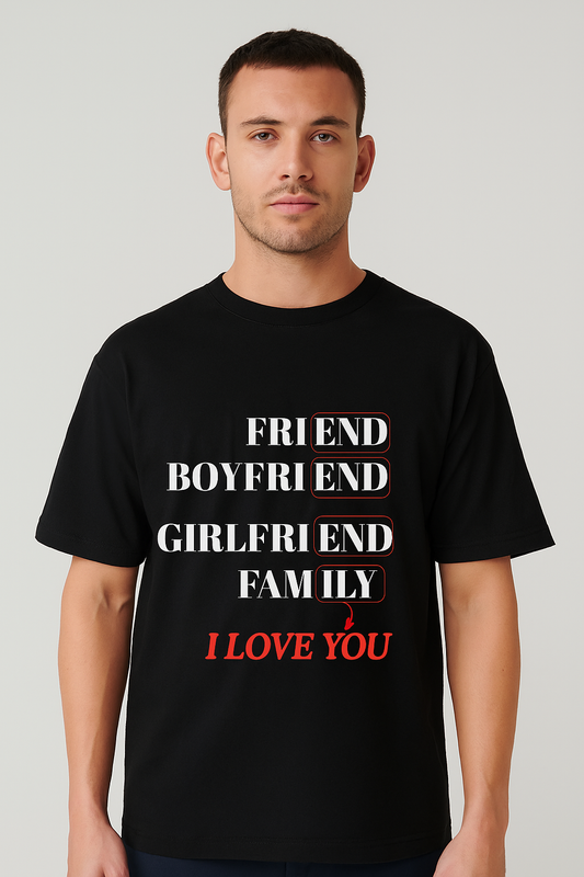I Love You T-Shirt – Navy Blue Romantic Tee for Friends, Boyfriend, Girlfriend & Family | Emotional Gift | Unisex Oversized Standard T-Shirt