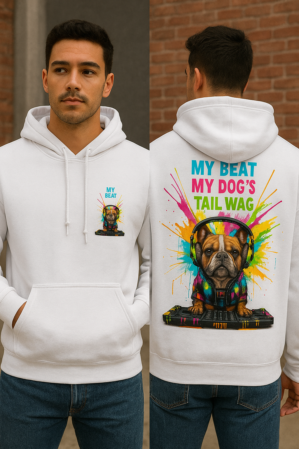 Dog Hoodie – “My Beat My Dog’s Tail Wag” Music Lover Pet Owner Sweatshirt | Unisex Hoodie