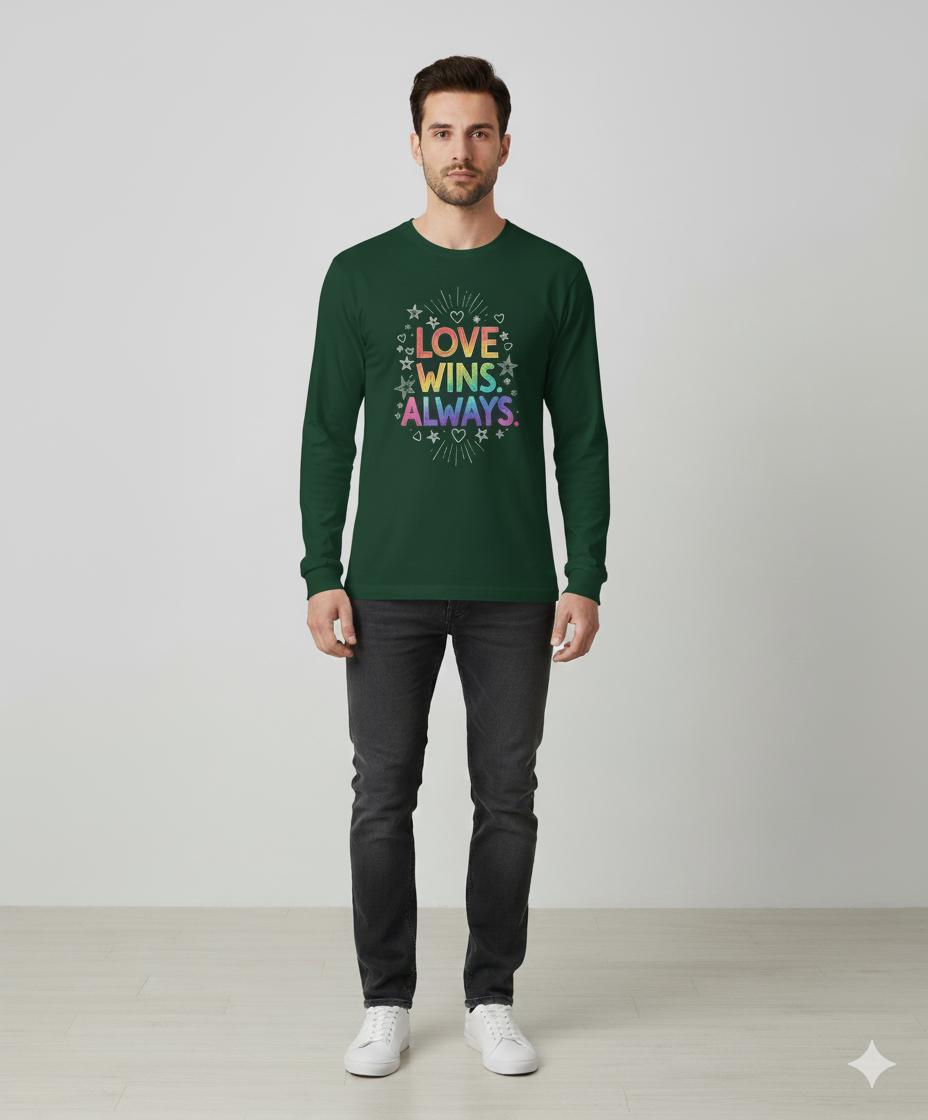 Love Wins Always – Rainbow Pride Long Sleeve T-Shirt  | Men's Full Sleeve T-Shirt