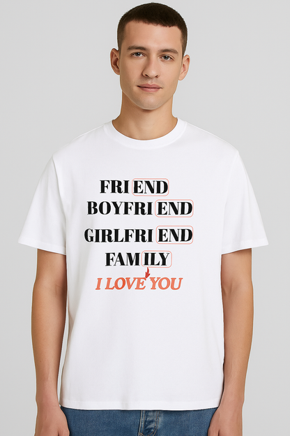 I Love You T-Shirt – Cute Relationship Design for Friends, Boyfriend, Girlfriend & Family | White Tee| Unisex Standard Crew T-Shirt
