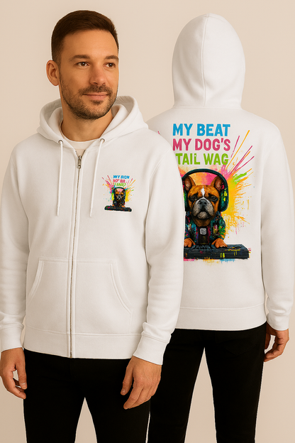 DJ Dog Hoodie – Vibrant Zip-Up for Music & Pet Lovers | Unisex Streetwear| Unisex Zip Hoodie