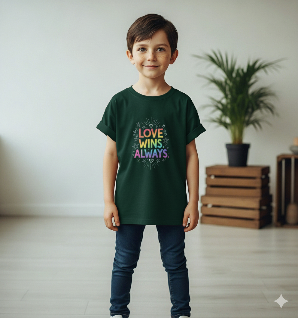 Love Wins Always – Kids' Rainbow T-Shirt | Boy's Crew Neck T-Shirt
