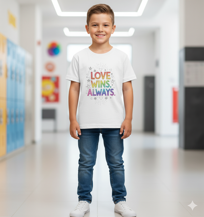 Love Wins Always – Kids' Rainbow T-Shirt | Boy's Crew Neck T-Shirt