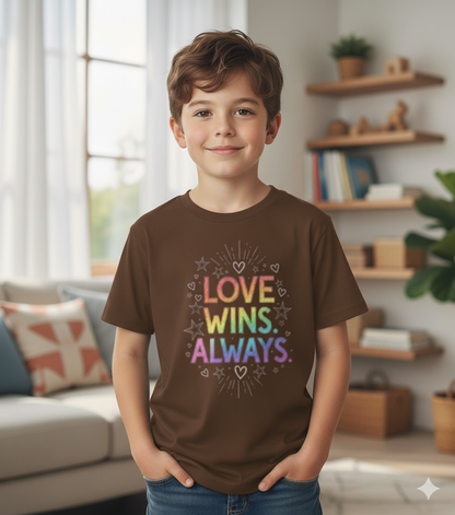 Love Wins Always – Kids' Rainbow T-Shirt | Boy's Crew Neck T-Shirt
