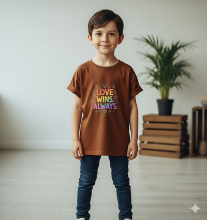 Love Wins Always – Kids' Rainbow T-Shirt | Boy's Crew Neck T-Shirt