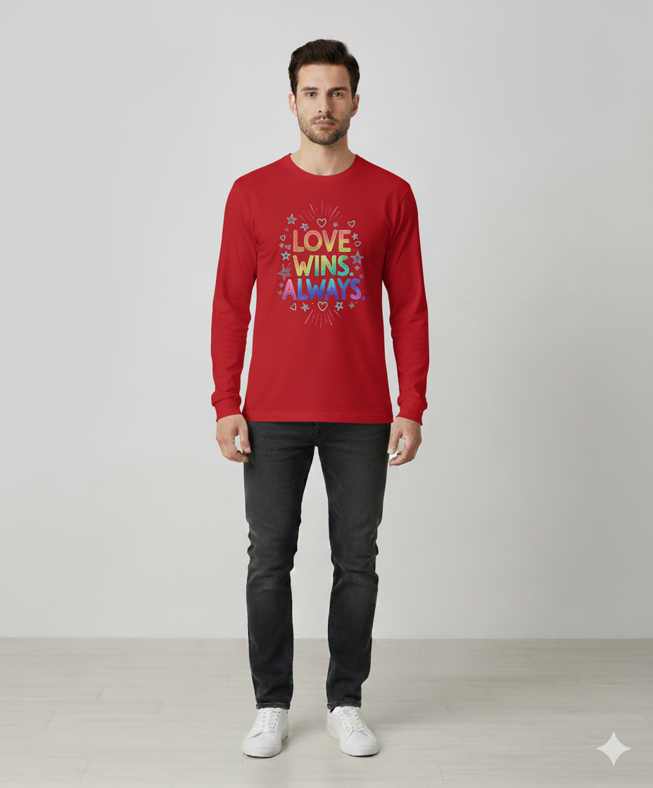Love Wins Always – Rainbow Pride Long Sleeve T-Shirt  | Men's Full Sleeve T-Shirt
