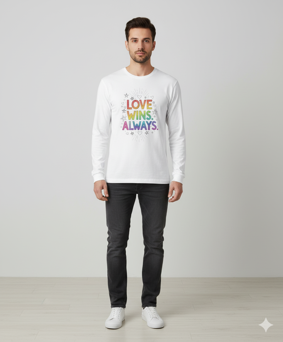 Love Wins Always – Rainbow Pride Long Sleeve T-Shirt  | Men's Full Sleeve T-Shirt