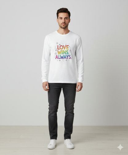 Love Wins Always – Rainbow Pride Long Sleeve T-Shirt  | Men's Full Sleeve T-Shirt