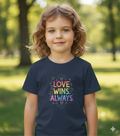 Love Wins Always T-Shirt – Rainbow Pride Design for Kids| Girl's Crew Neck T-Shirt