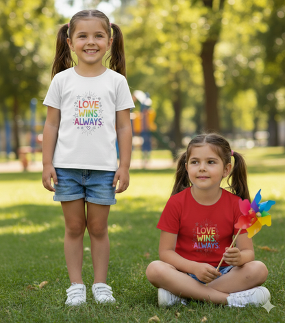 Love Wins Always T-Shirt – Rainbow Pride Design for Kids| Girl's Crew Neck T-Shirt
