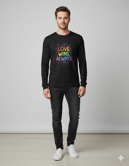 Love Wins Always – Rainbow Pride Long Sleeve T-Shirt  | Men's Full Sleeve T-Shirt