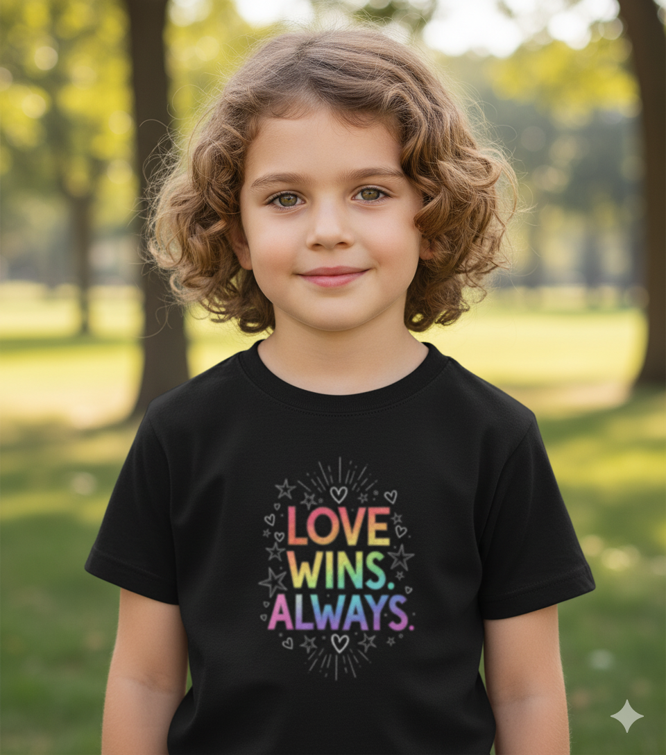 Love Wins Always T-Shirt – Rainbow Pride Design for Kids| Girl's Crew Neck T-Shirt