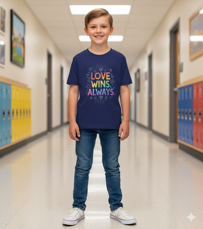 Love Wins Always – Kids' Rainbow T-Shirt | Boy's Crew Neck T-Shirt