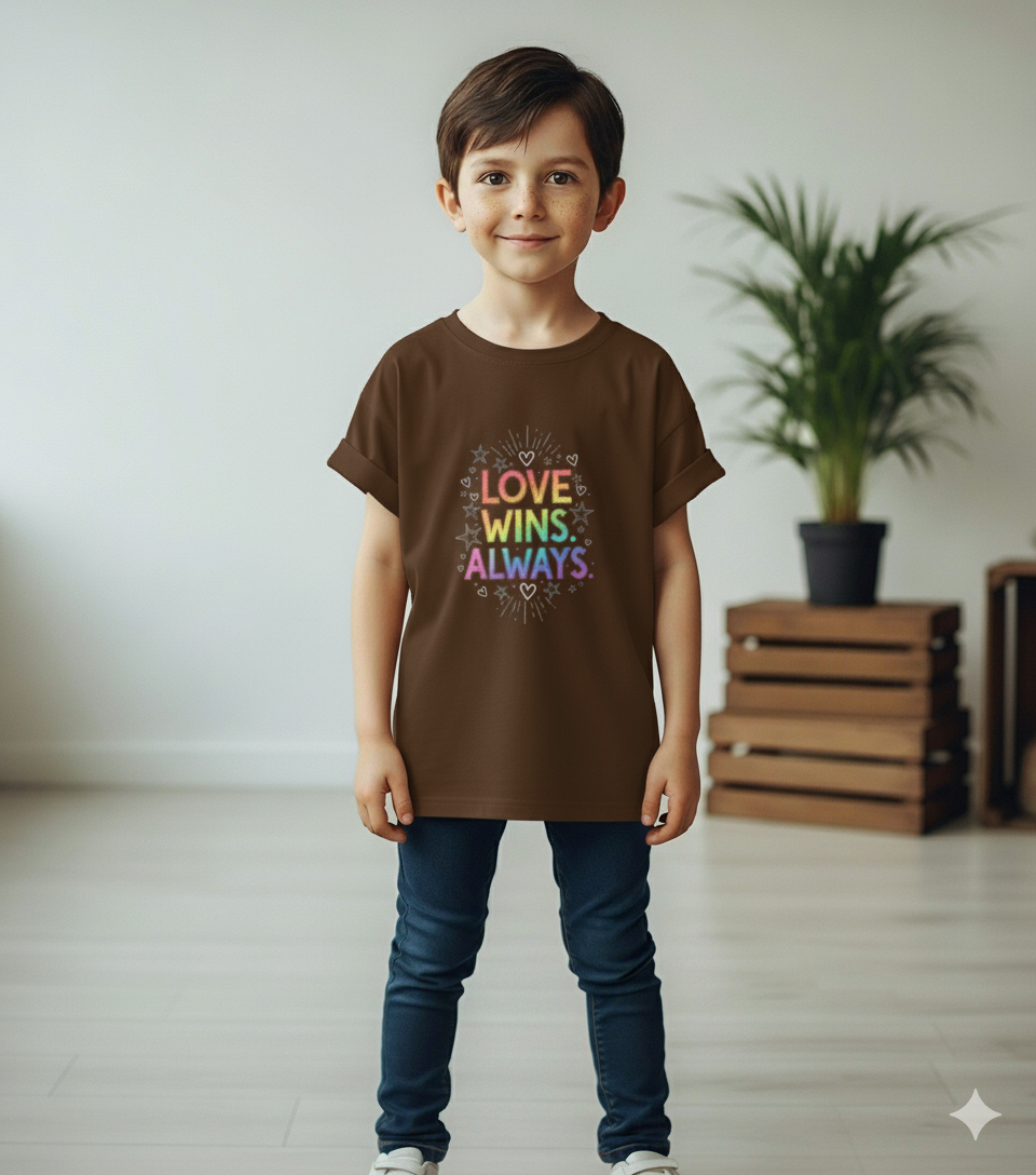 Love Wins Always – Kids' Rainbow T-Shirt | Boy's Crew Neck T-Shirt