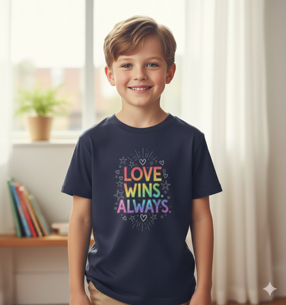 Love Wins Always – Kids' Rainbow T-Shirt | Boy's Crew Neck T-Shirt