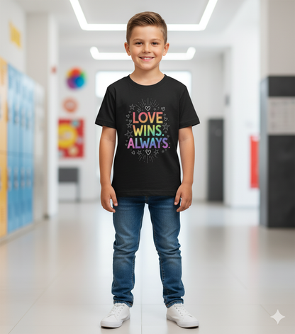 Love Wins Always – Kids' Rainbow T-Shirt | Boy's Crew Neck T-Shirt