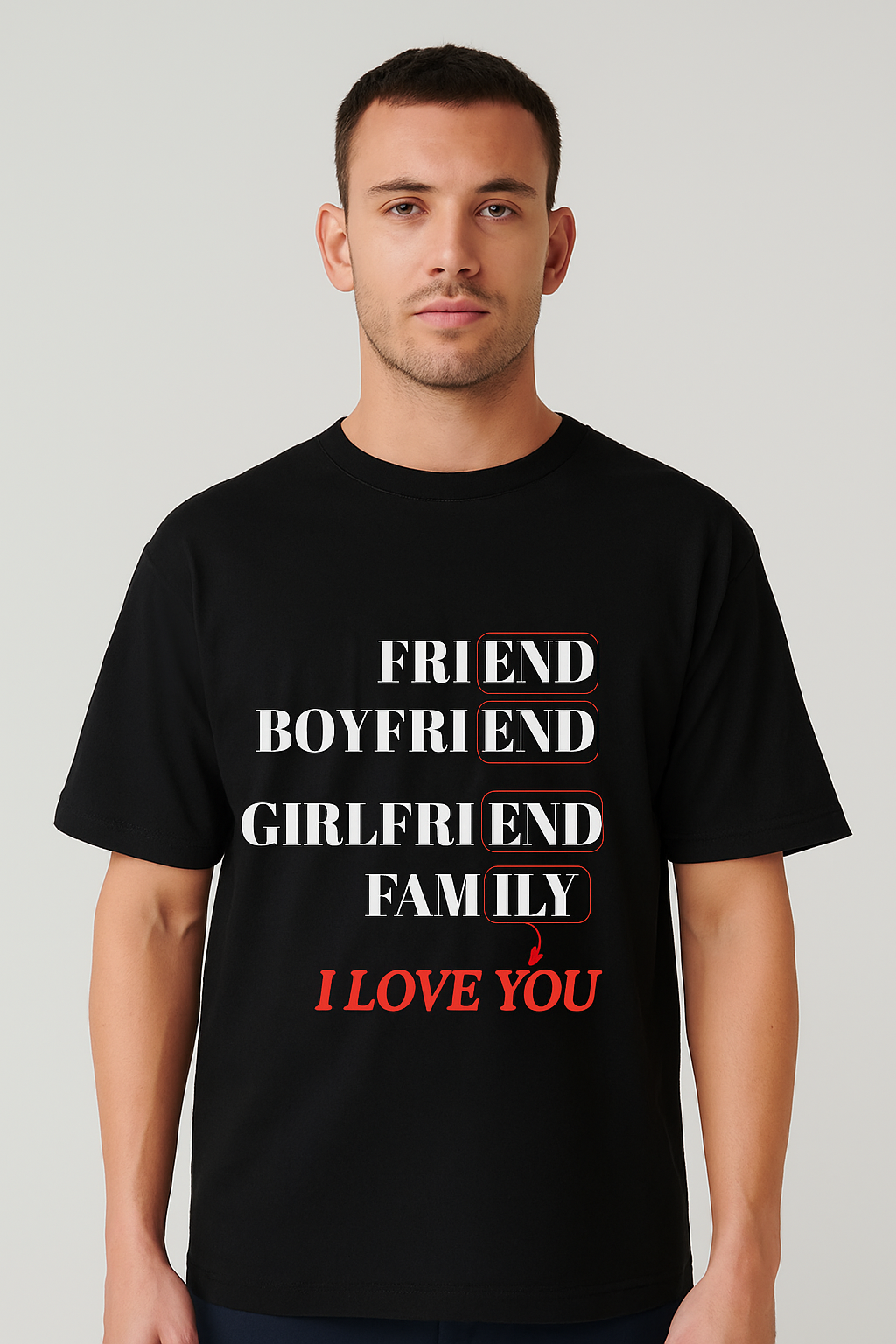 I Love You T-Shirt – Navy Blue Romantic Tee for Friends, Boyfriend, Girlfriend & Family | Emotional Gift | Unisex Oversized Standard T-Shirt