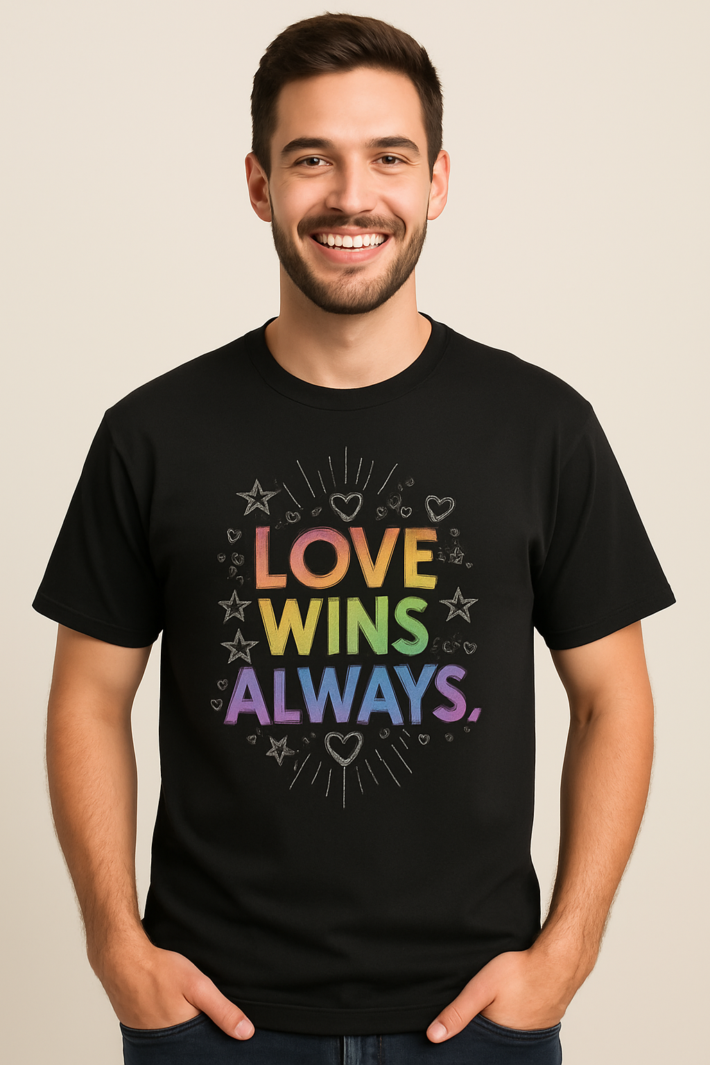 Love Wins Always Oversized T-Shirt – Rainbow Pride Graphic Tee | Unisex Oversized Standard T-Shirt
