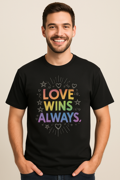 Love Wins Always Oversized T-Shirt – Rainbow Pride Graphic Tee | Unisex Oversized Standard T-Shirt