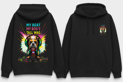 MY BEAT MY DOG'S TAIL WAG" DJ Dog Graphic Hoodie | Unisex Oversized Hoodie