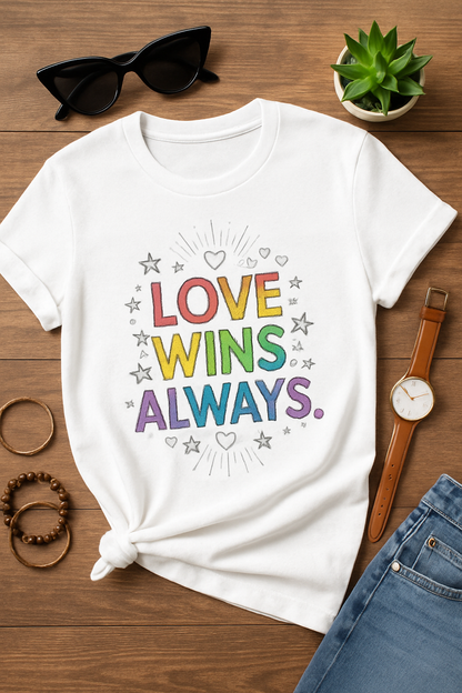Love Wins Always" T-Shirt: A Bold Statement of Inclusion & Positivity | Unisex Standard Crew T-Shirt