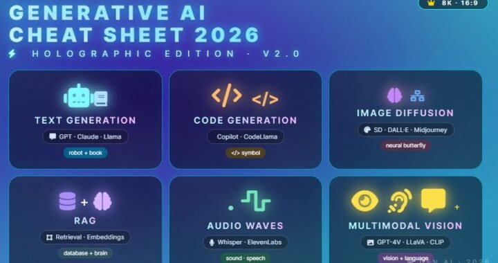 Generative AI Cheat Sheet 2026: Examples, Prompts, and Model Guide for LLMs, Diffusion, and RAG