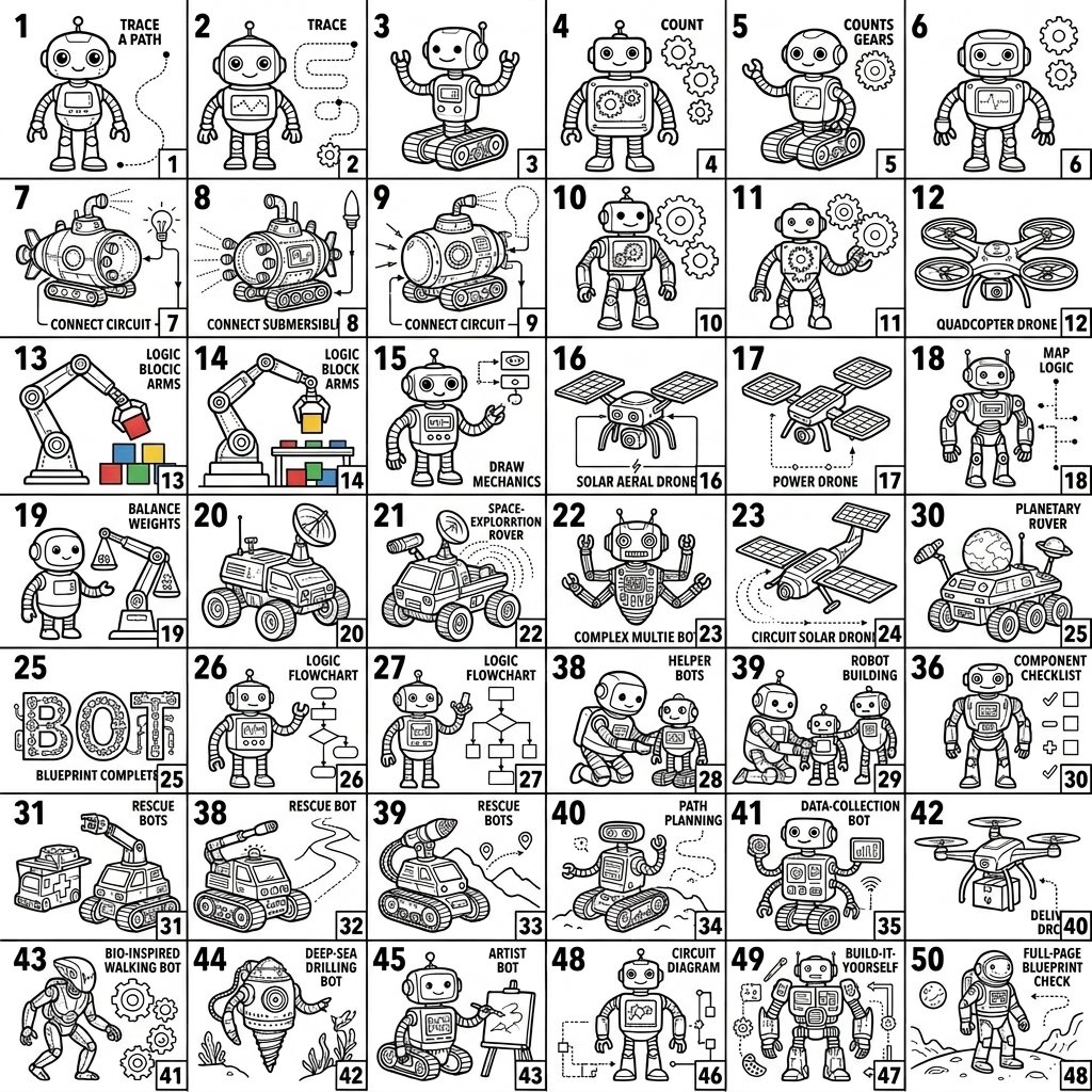 Educational Tracing, Counting, and Engineering Coloring Book for Boys and Girls - Image 3