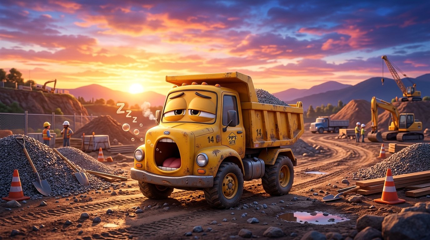 The Sleepy Dump Truck's Big Day | Construction Site Bedtime Story - Image 4