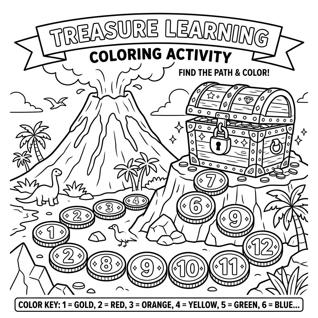 Dino World Adventures Coloring Book for Kids : Hidden Treasures, Crystal Caves, and Dinosaur Activities - Image 5