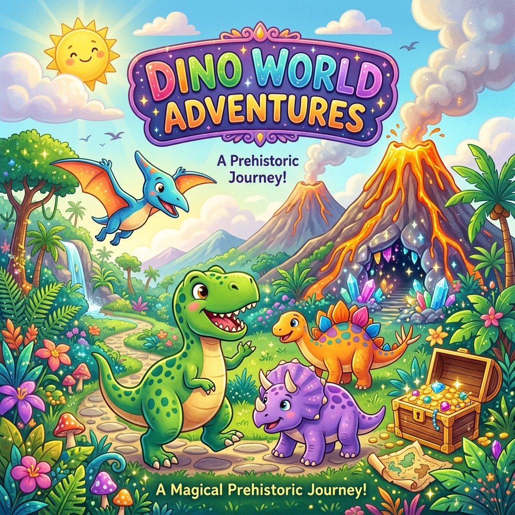 Dino World Adventures Coloring Book for Kids : Hidden Treasures, Crystal Caves, and Dinosaur Activities - Image 4